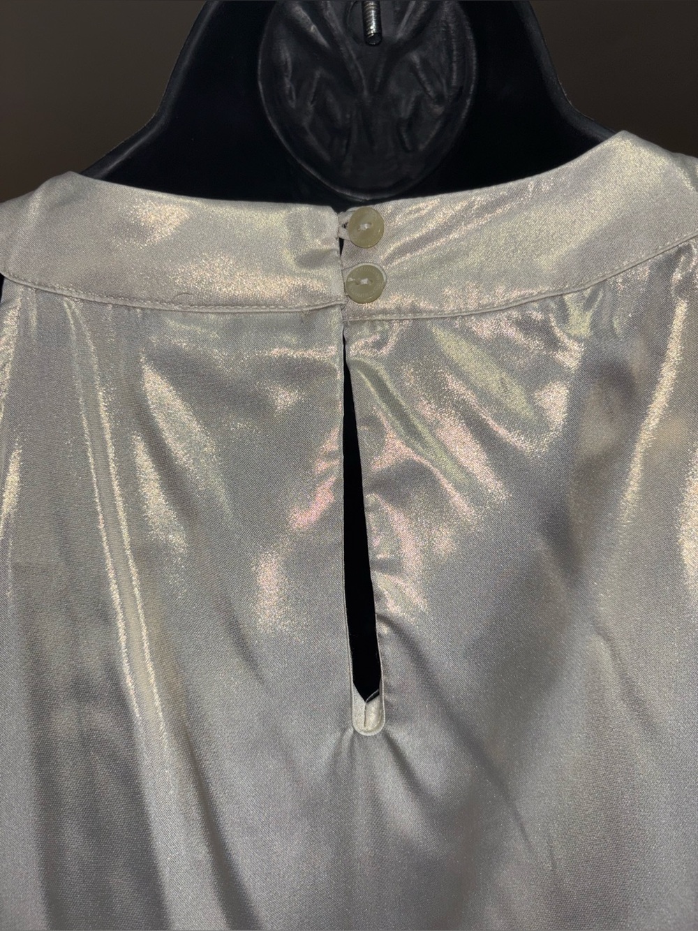 WORTHINGTON Beige Sheen Sleeveless Ruffle Halter Top - Picture 5 of 7